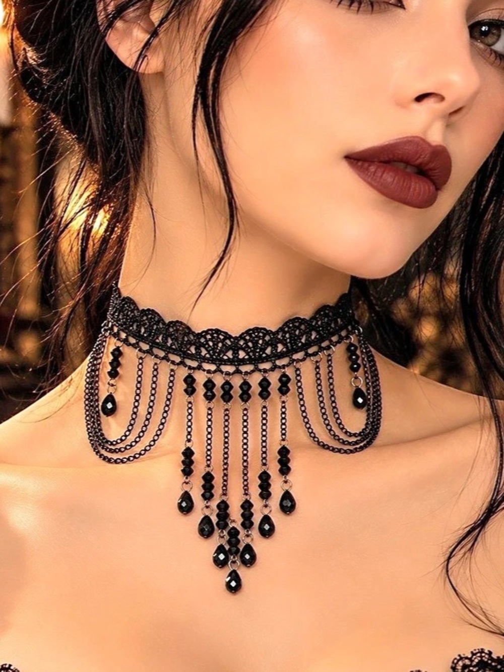 Black Statement Choker Necklace Like New